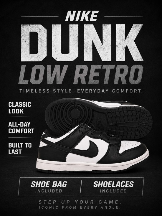 Nike Other - Nike Dunk Low Retro Black White Kids